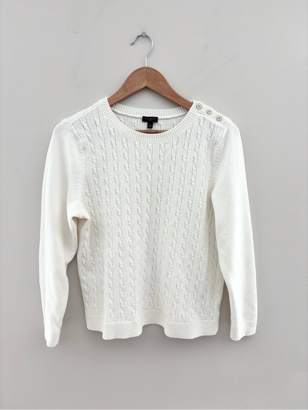 Talbots Petite Cable Knit Sweater | Women's XLP | Ivory | Classic Preppy